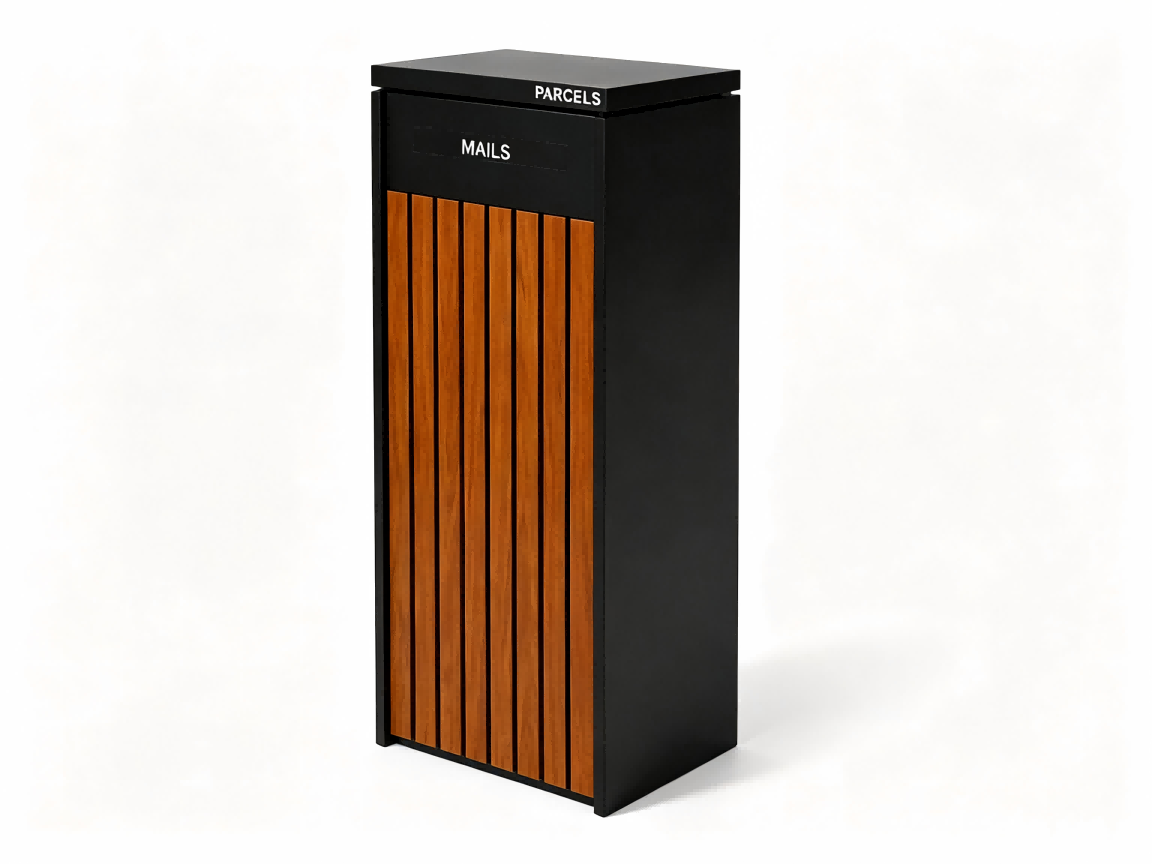 Walnut & Black Free-Standing Letterbox-Parcels