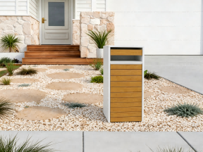 Teak & White Free-Standing Letterbox-Parcels
