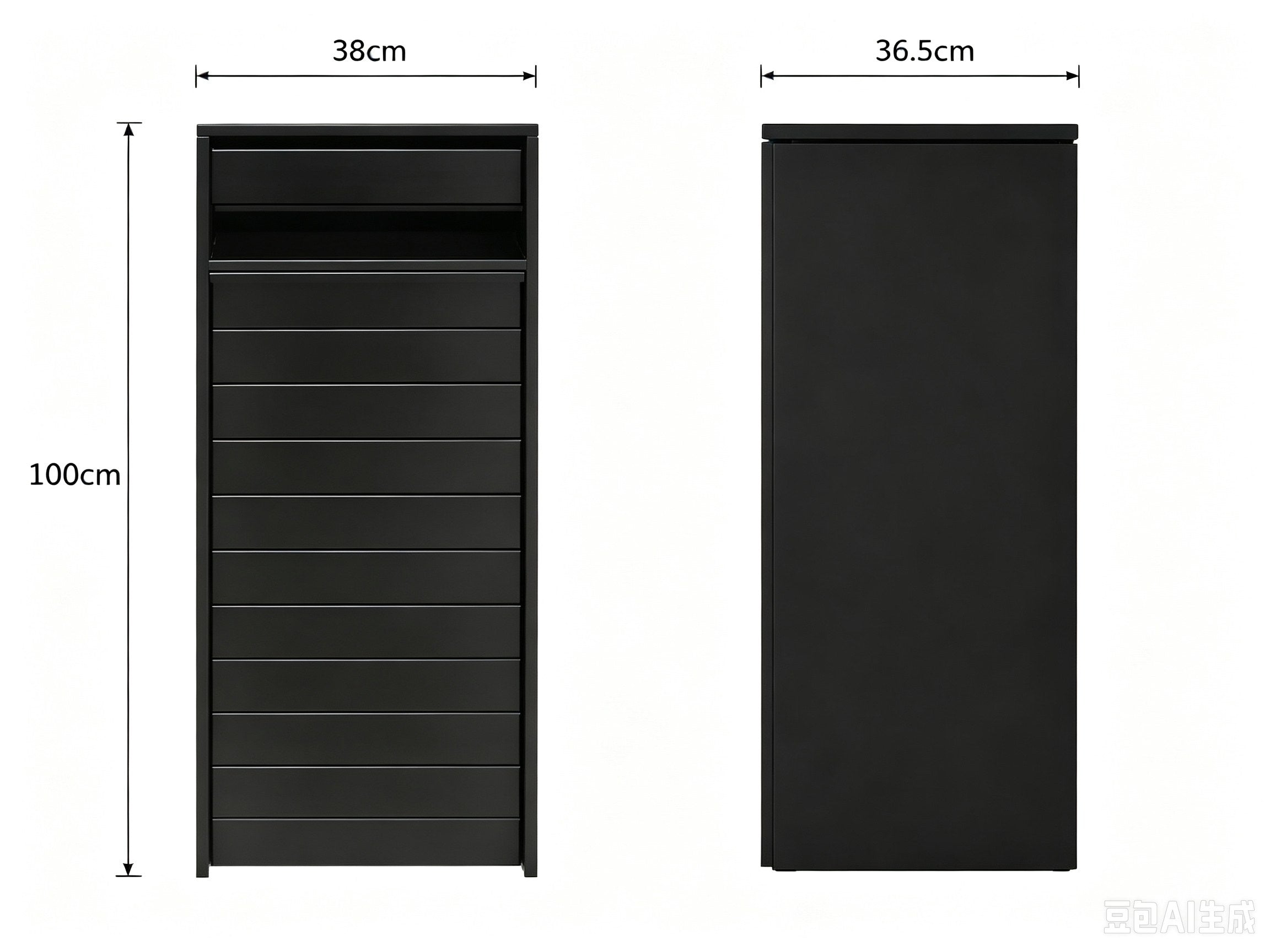 Black Stacked Design Free-Standing Letterbox