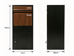 Walnut & Black Free-Standing Letterbox-Parcels