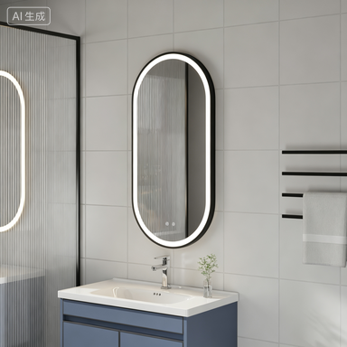 Black Frame LED Mirror 500_1000mm