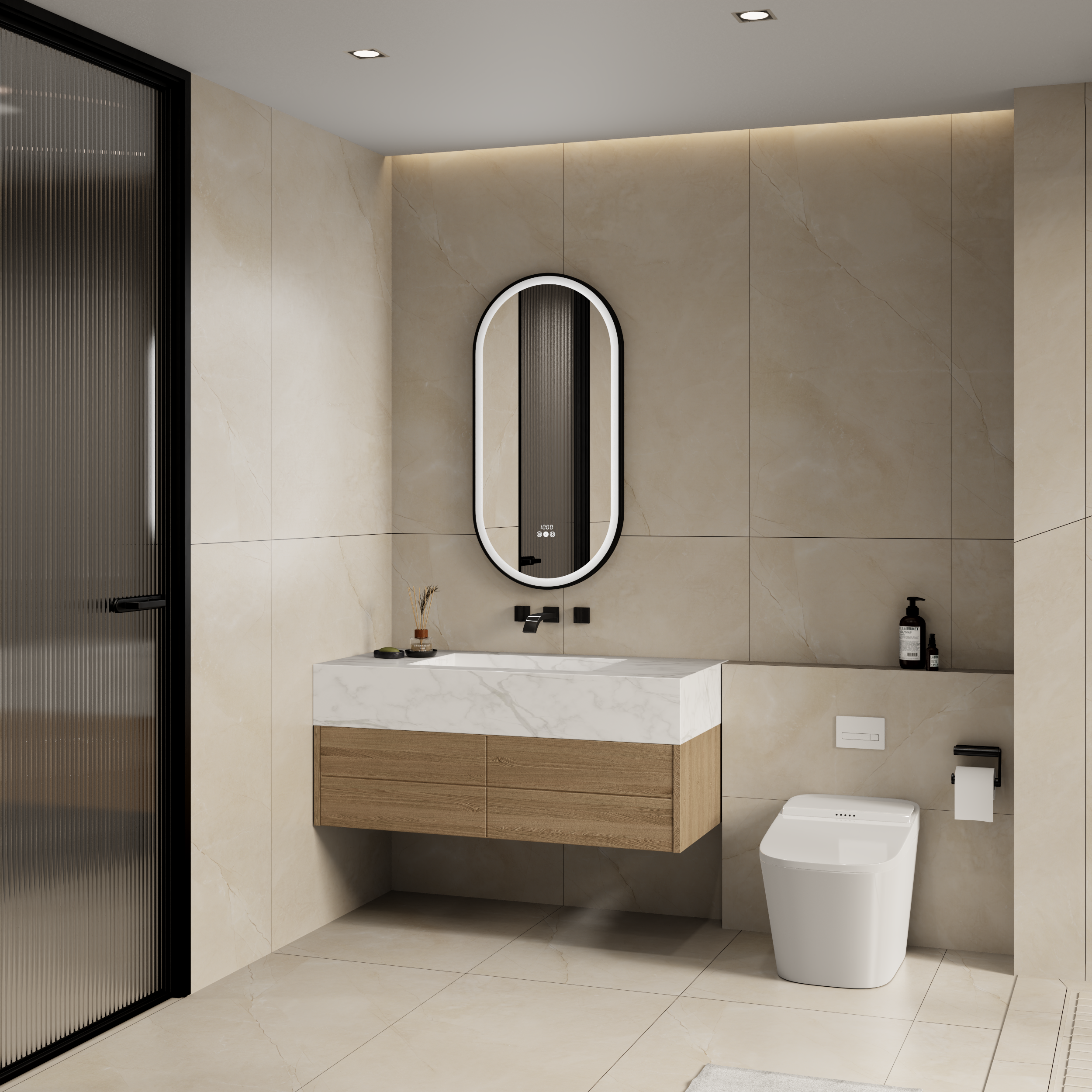 Black Frame LED Mirror 500_1000mm