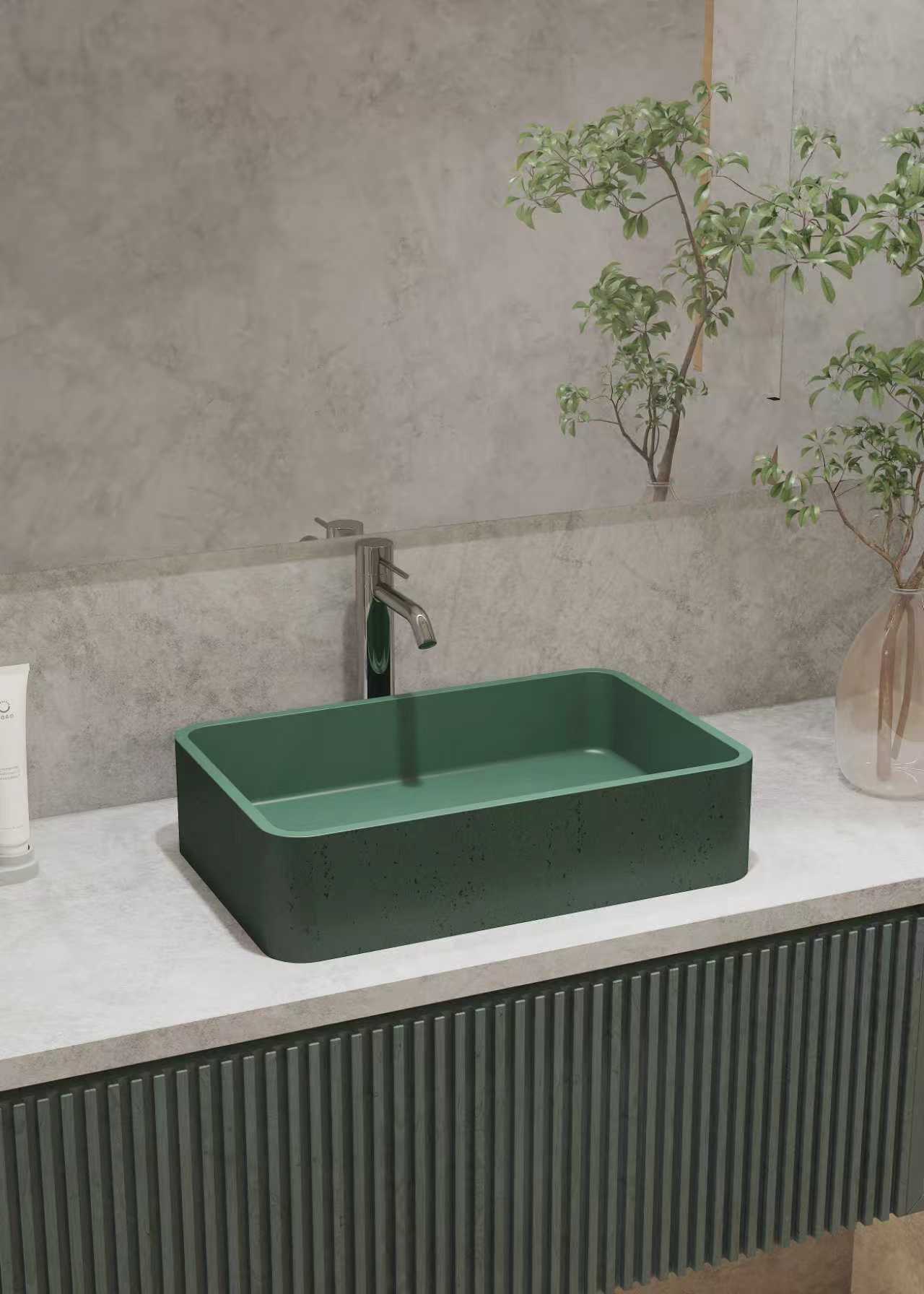 Basin Concrete Green Textured Rectangular UF-1006A