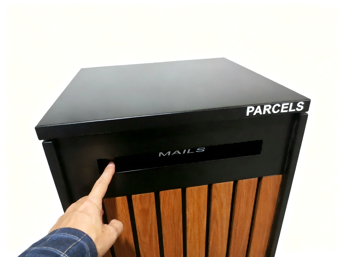 Walnut & Black Free-Standing Letterbox-Parcels