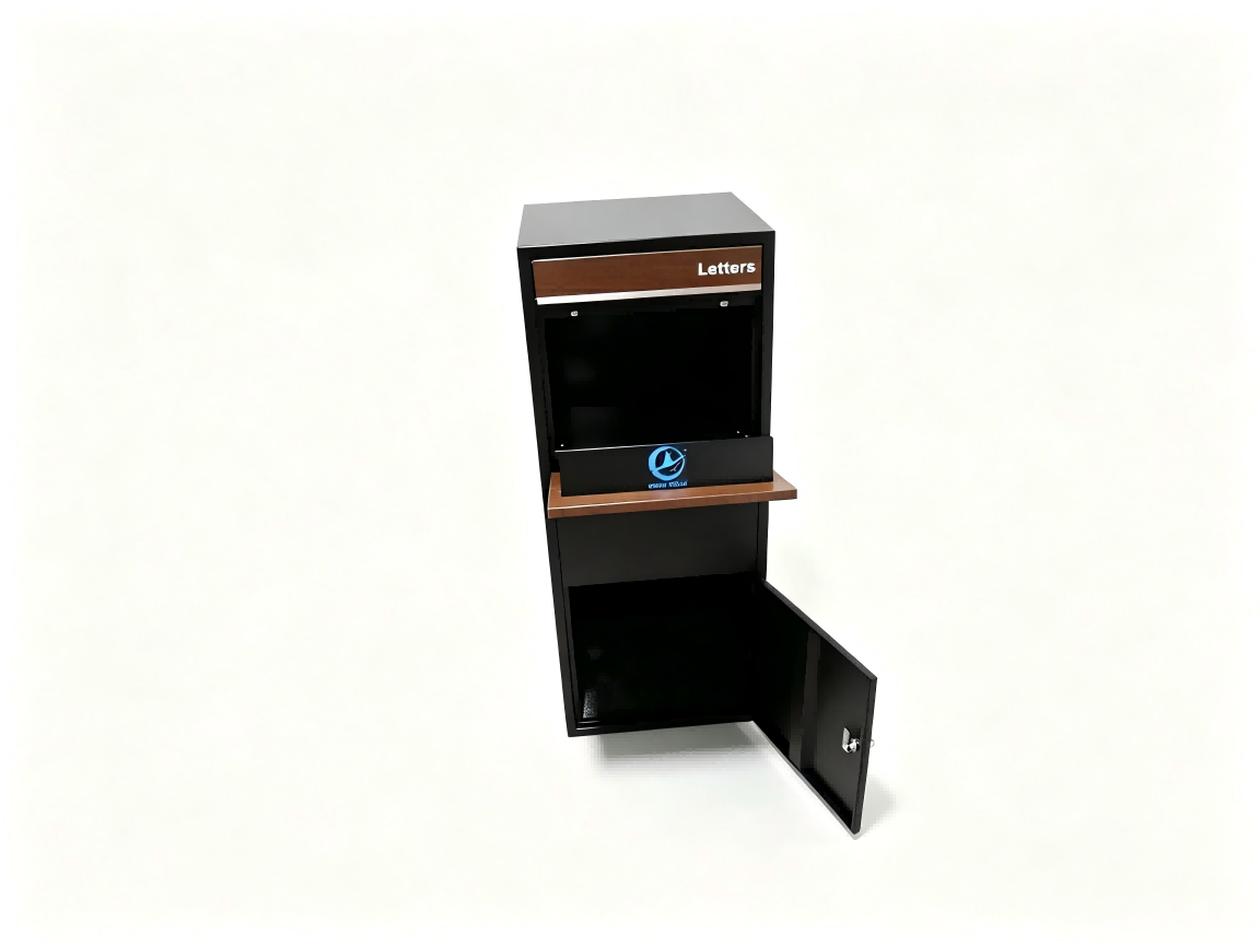 Walnut & Black Free-Standing Letterbox-Parcels
