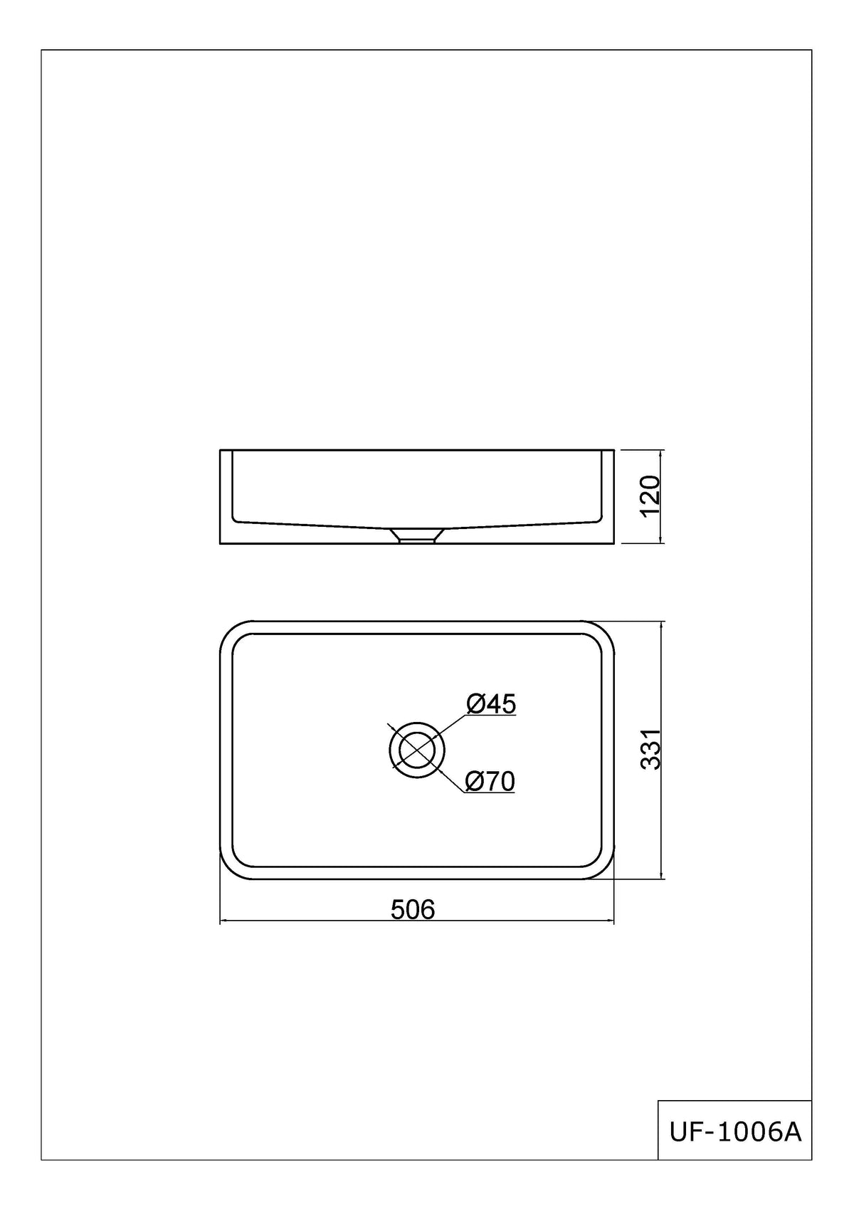 Basin Concrete Green Textured Rectangular UF-1006A