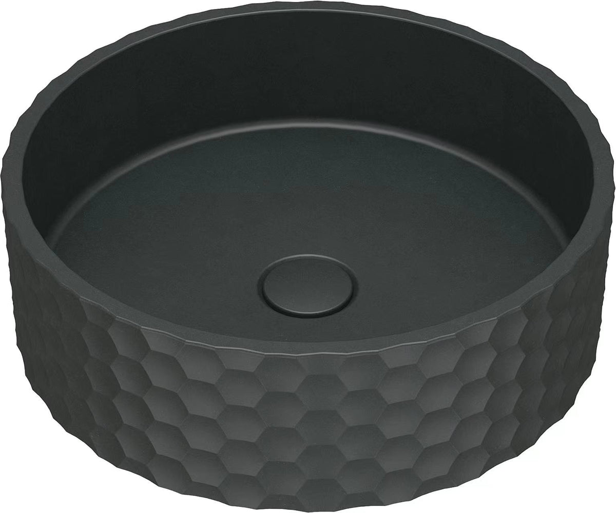Basin Concrete Charcoal Geometric Textured Round UF-1059-BE