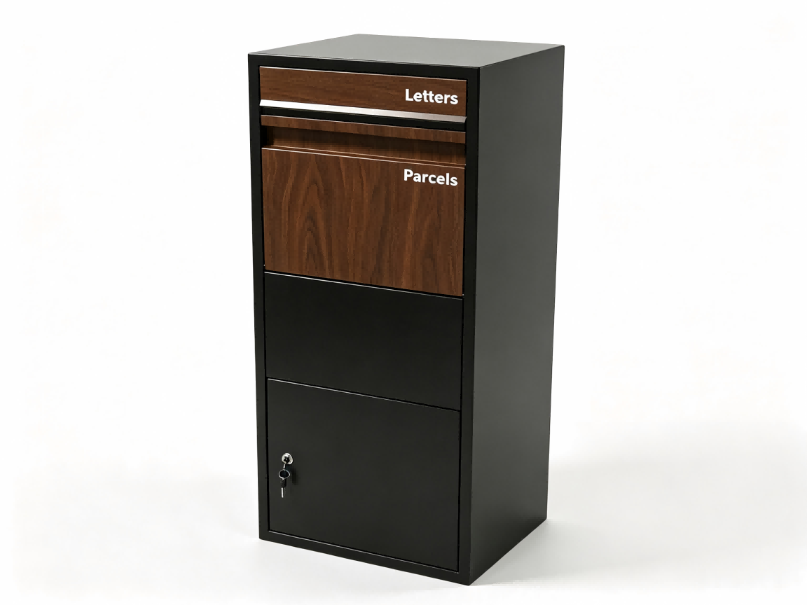 Walnut & Black Free-Standing Letterbox-Parcels