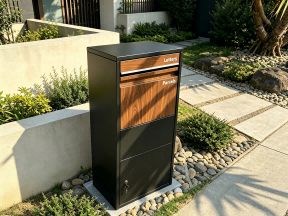 Walnut & Black Free-Standing Letterbox-Parcels