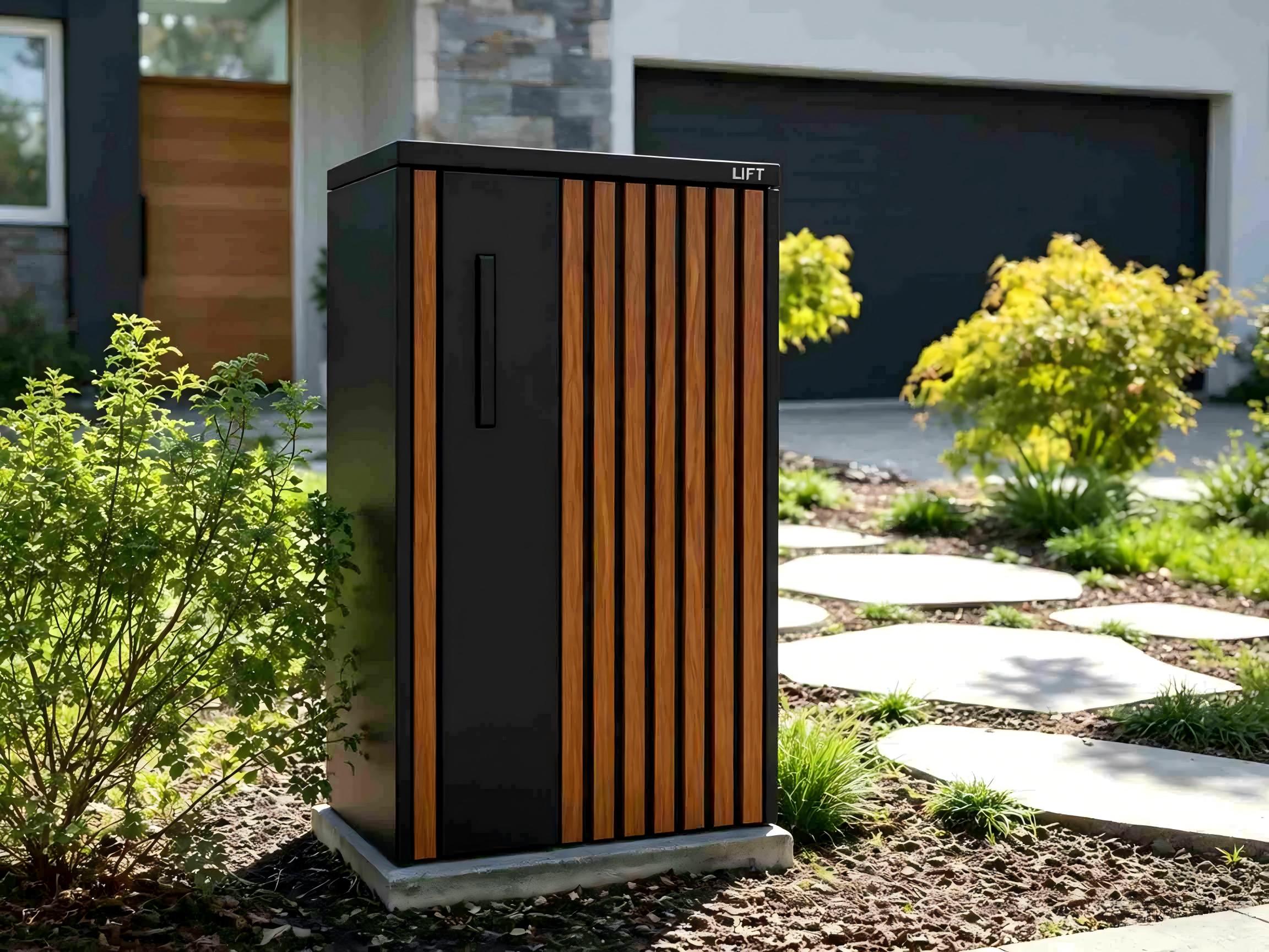 Teak & Black Free-Standing Letterbox-Parcels