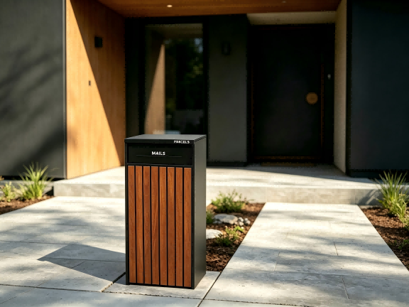 Walnut & Black Free-Standing Letterbox-Parcels
