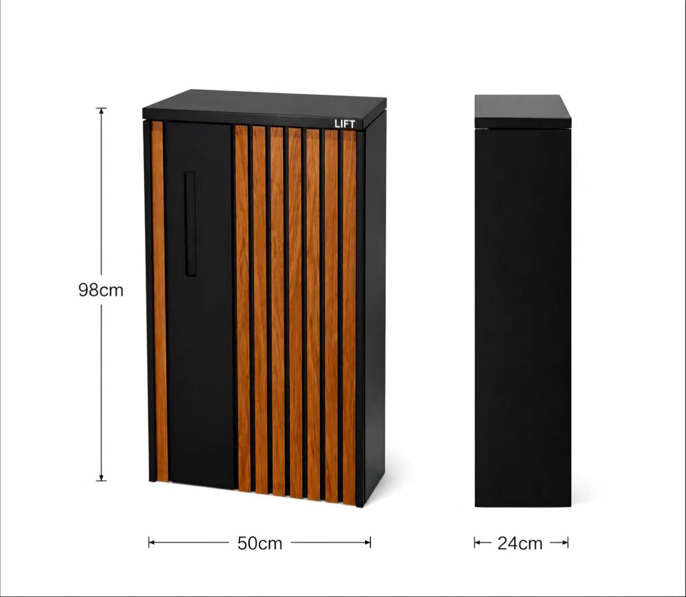 Teak & Black Free-Standing Letterbox-Parcels