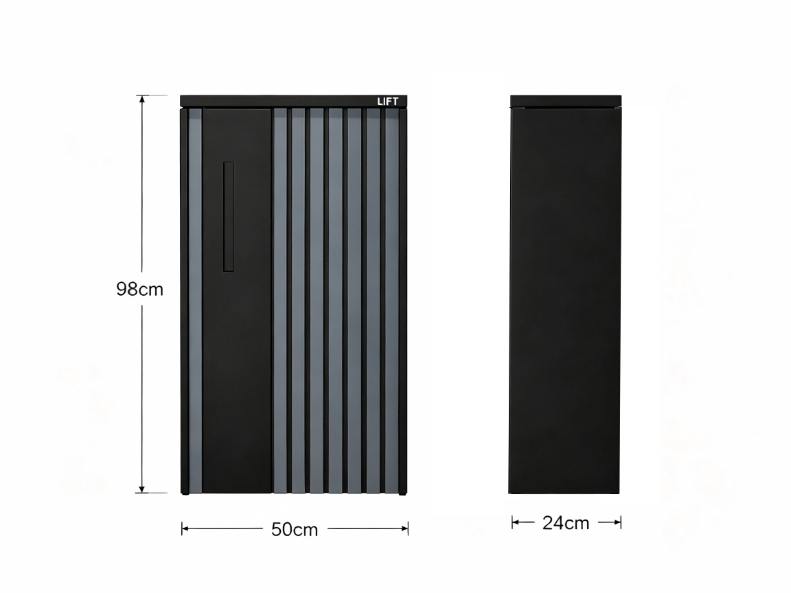 Grey & Black Free-Standing Letterbox