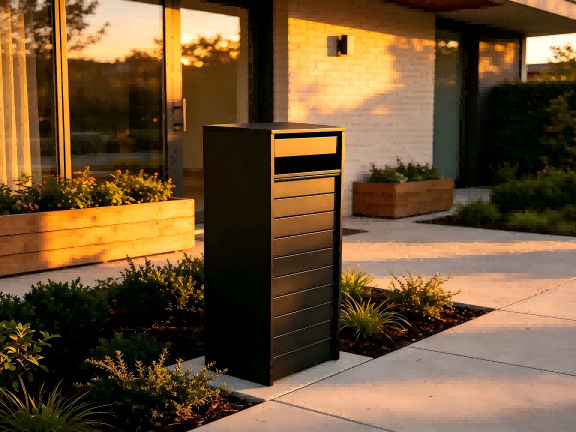 Black Stacked Design Free-Standing Letterbox