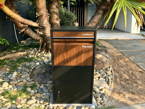 Walnut & Black Free-Standing Letterbox-Parcels