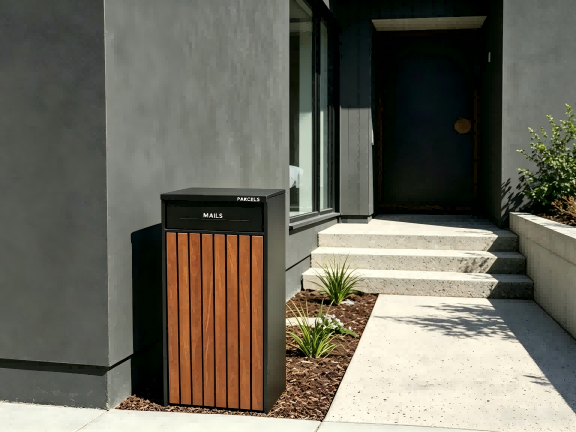 Walnut & Black Free-Standing Letterbox-Parcels