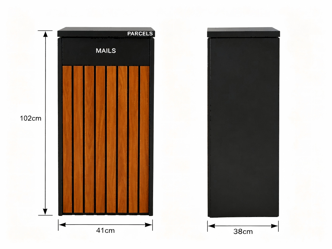 Walnut & Black Free-Standing Letterbox-Parcels