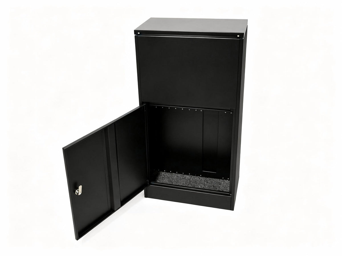Teak & Black Free-Standing Letterbox-Parcels
