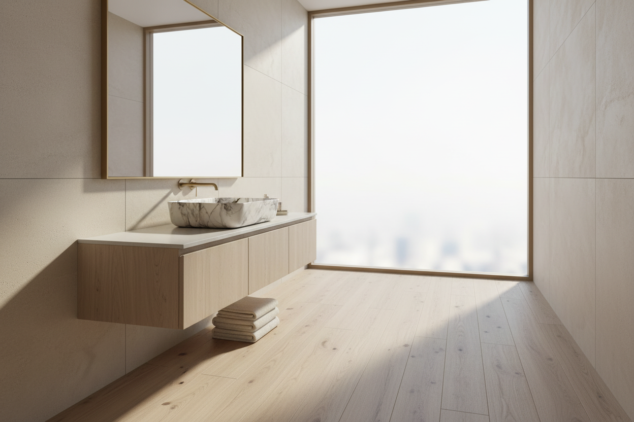 Marble-patterned electronic device on a beige surface