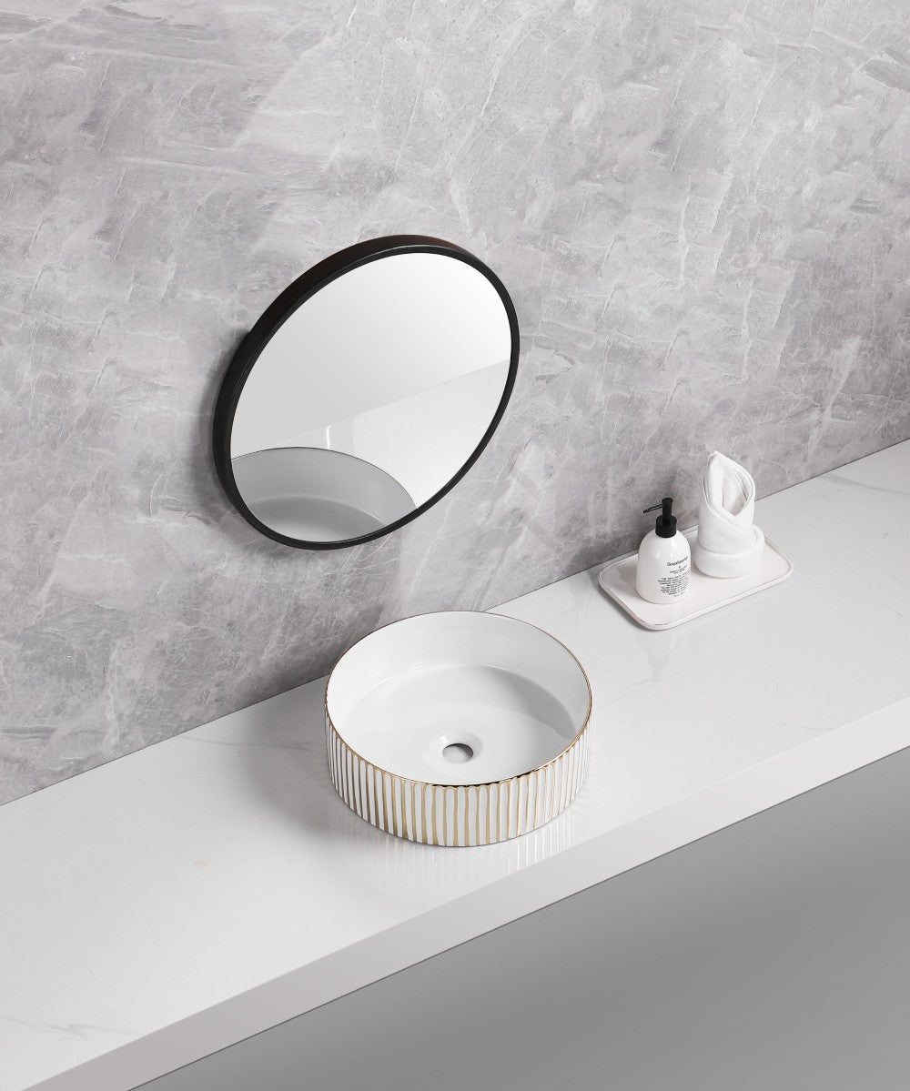 Basin Gold & White round A545-GGLW