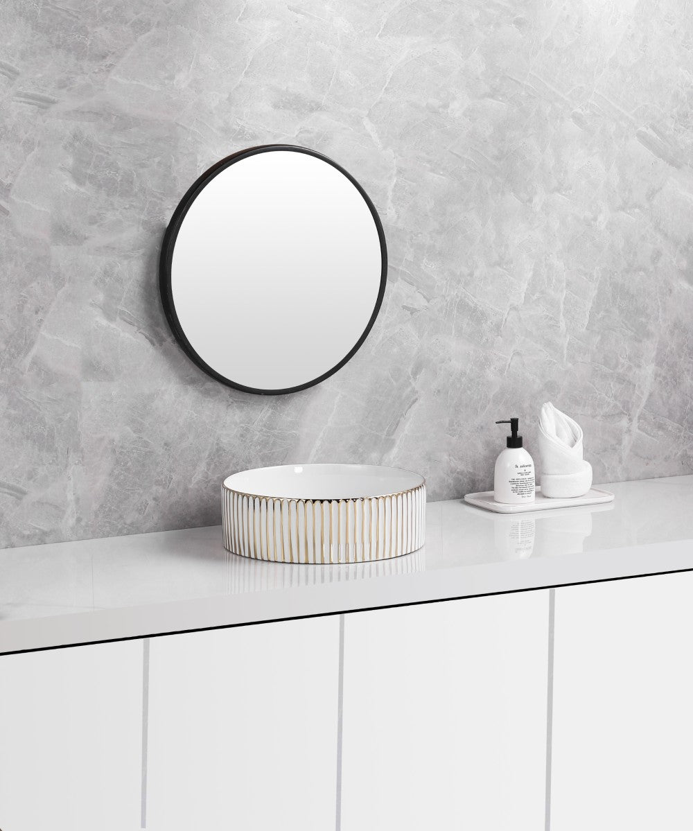 Basin Gold & White round A545-GGLW