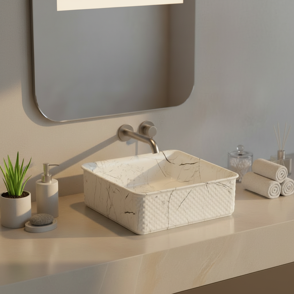 Basin White marbled finish A734-P429M