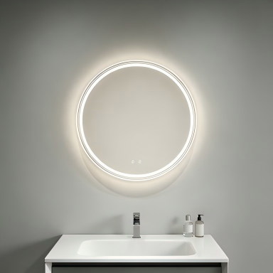 White Frame Round LED Mirror 700mm