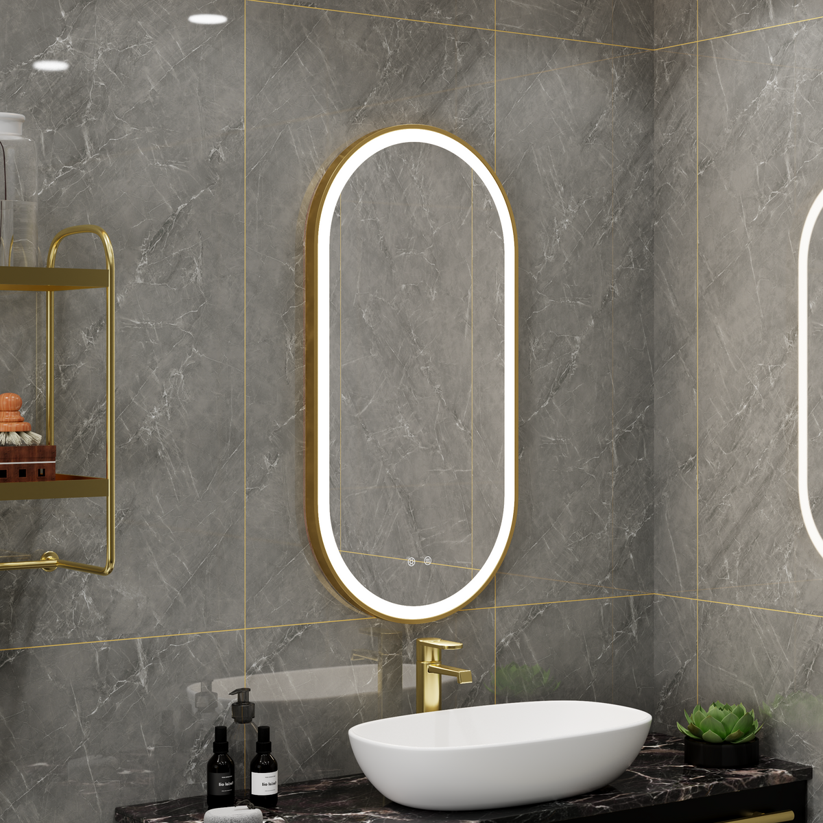Gold Frame LED Mirror 500_1000mm