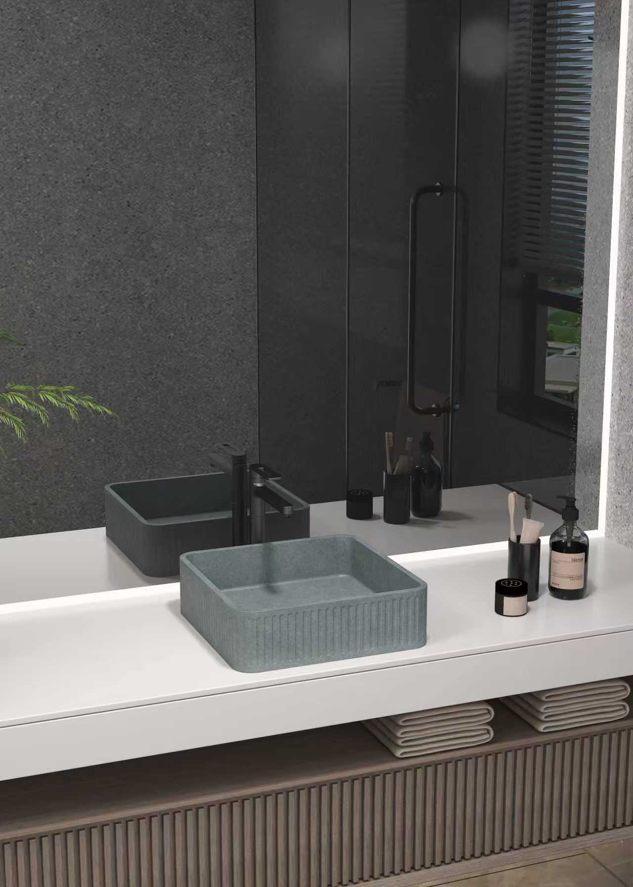 Basin Concrete light Green Textured Square UF-1059-BE