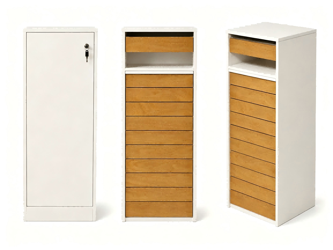Teak & White Free-Standing Letterbox-Parcels
