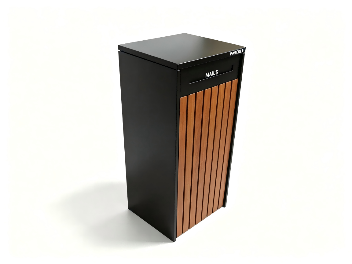 Walnut & Black Free-Standing Letterbox-Parcels