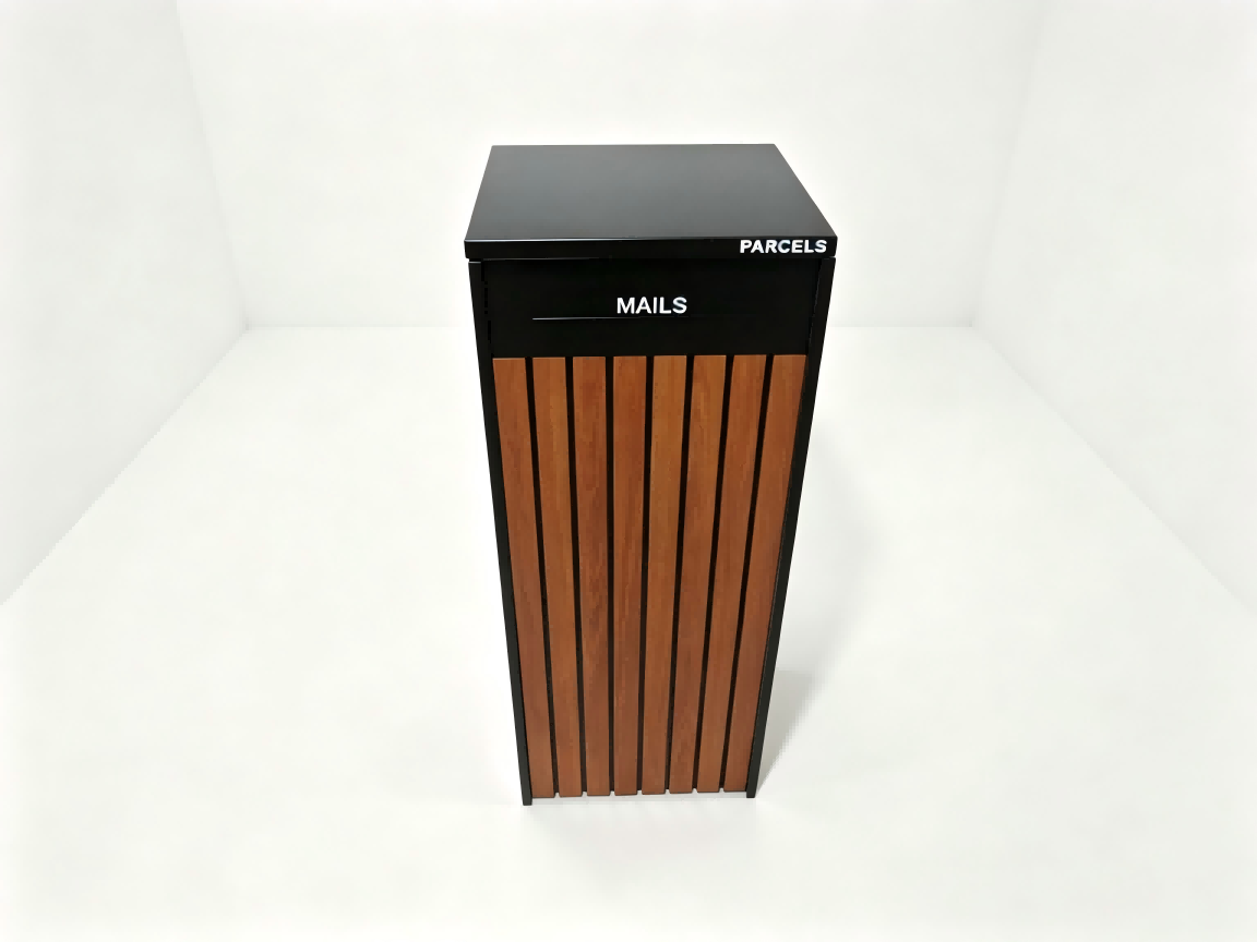 Walnut & Black Free-Standing Letterbox-Parcels