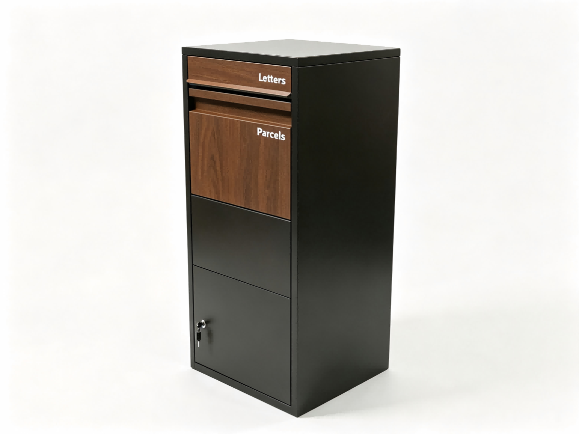 Walnut & Black Free-Standing Letterbox-Parcels