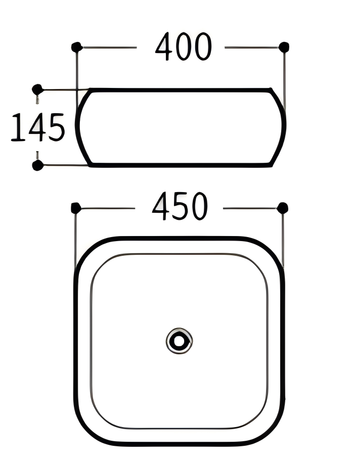 Basin black Rectangular Marble finish PA4540MBM