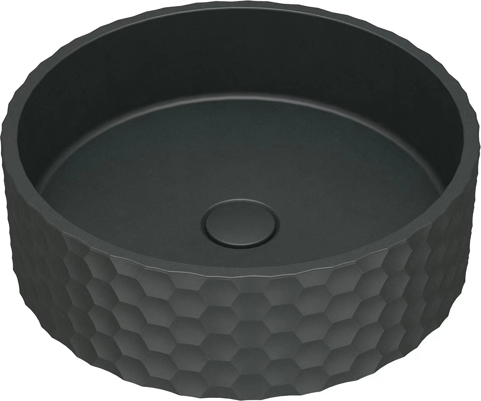 Basin Concrete Charcoal Geometric Textured Round UF-1059-BE