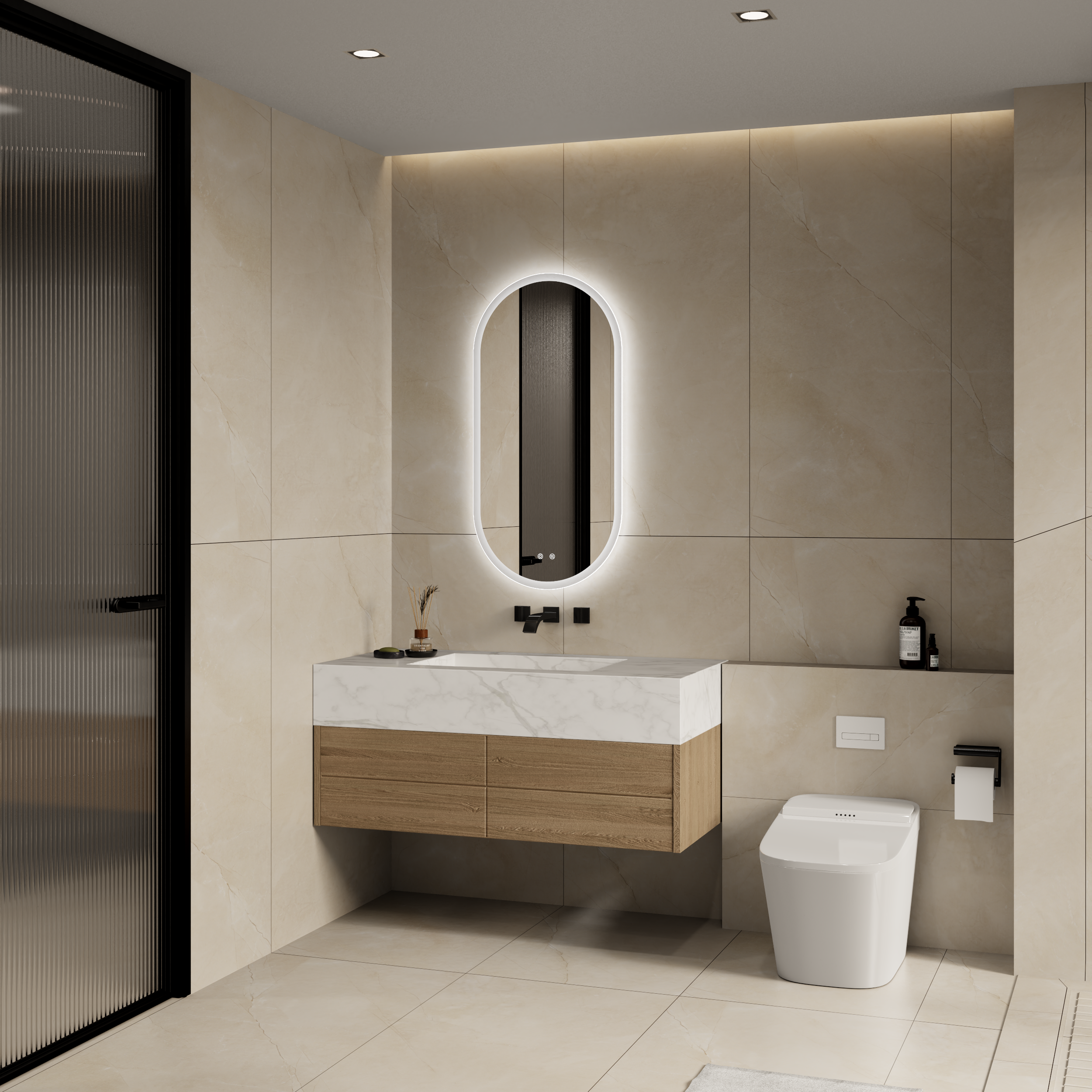 Pill Shape LED Mirror 500_1000mm